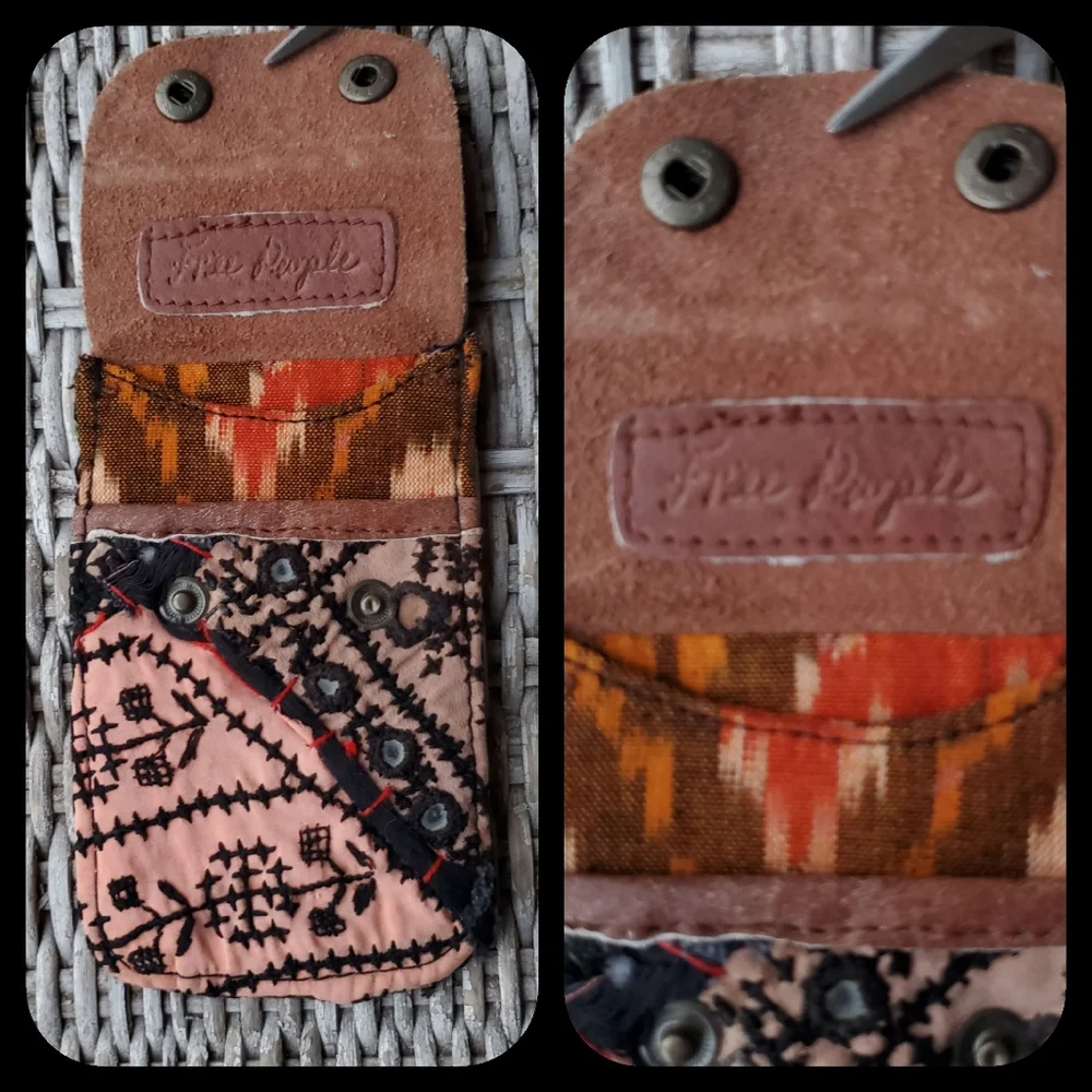 🍄🪬 Free People Boho Embroidered Repurposed vtg banjara hippie Wallet card case